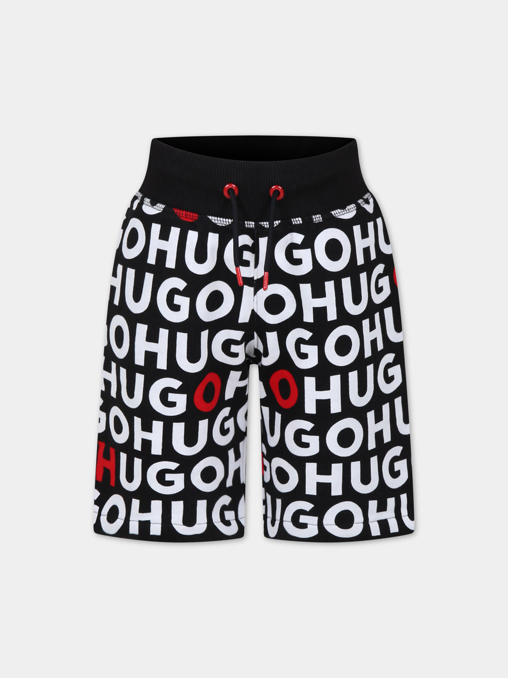 Short noir pour garçon avec logo all-over